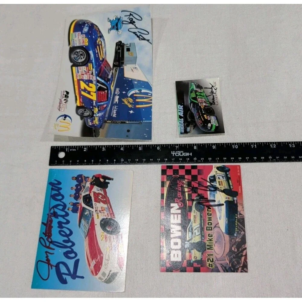 (4) NASCAR Autographed Promo Cards. Avants. Bowen. Robertson. Yackey.